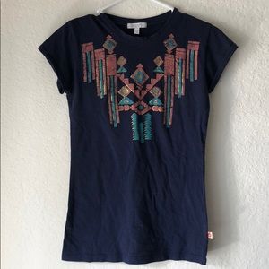 Navy Aztec print t-shirt